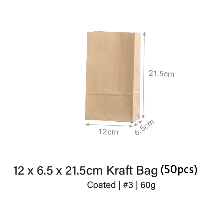 12 x 6.5 x 21.5cm Kraft Bag (50pcs)