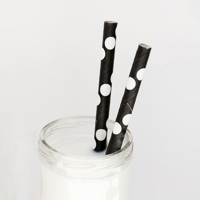 White Polka Paper Straw (300pcs)