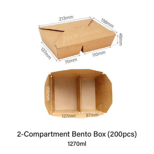 2-Compartment Kraft Bento Box