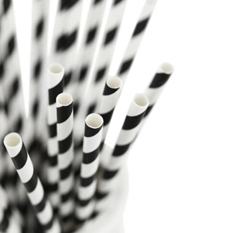 Black Stripe Paper Straw (300pcs)