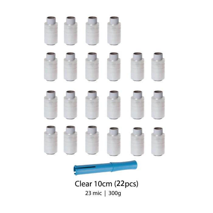 10cm Clear Stretch Wrap (22Rolls) With FREE Handle