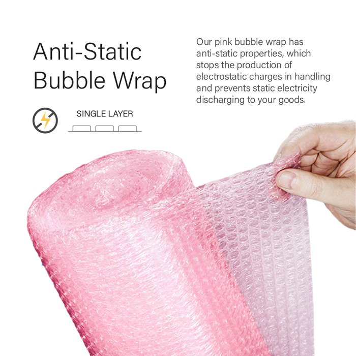 50cm x 100m Pink Bubble Wrap (2 rolls)