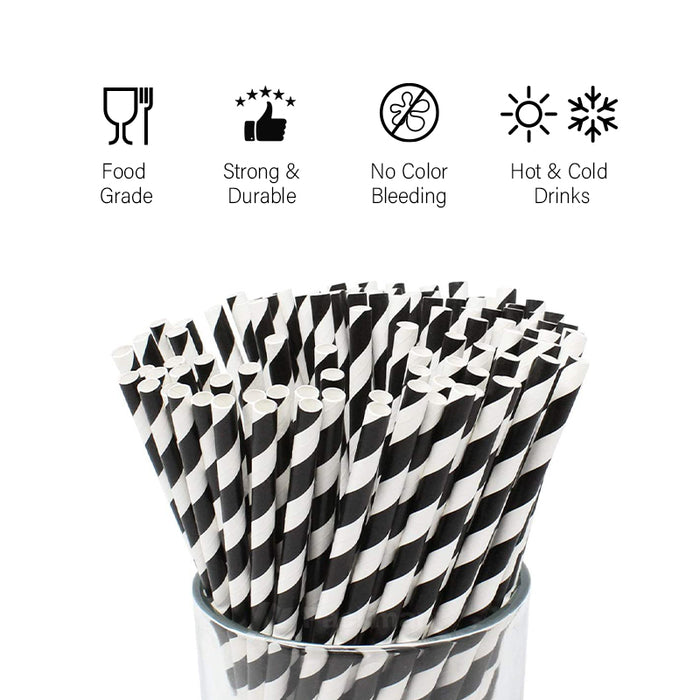 Black Stripe Paper Straw (300pcs)