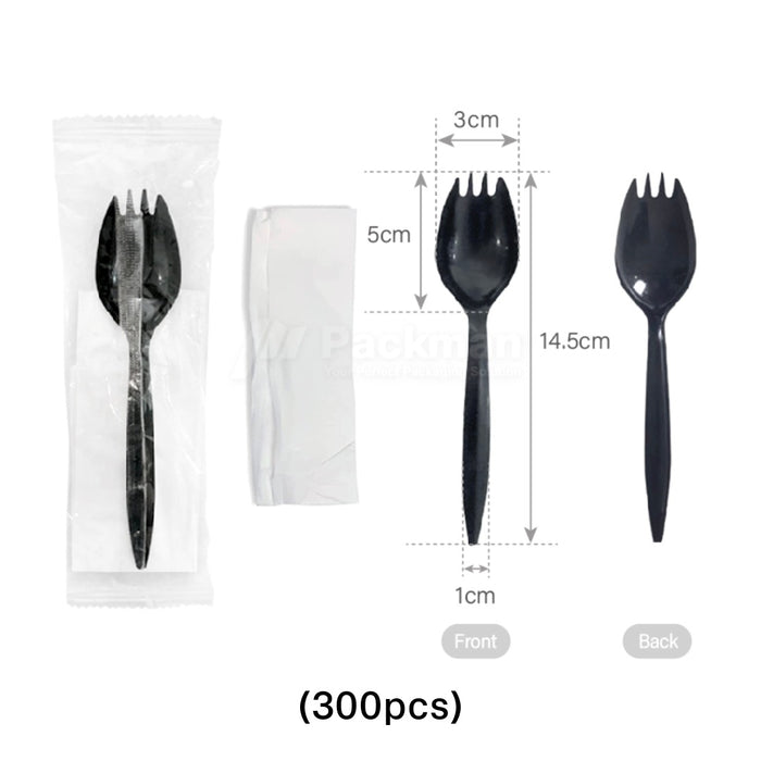 Black Plastic Spork