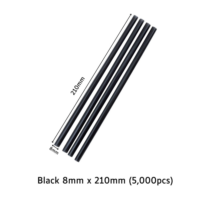 Black Straight Straw 8mm X 210mm (5,000PCS)