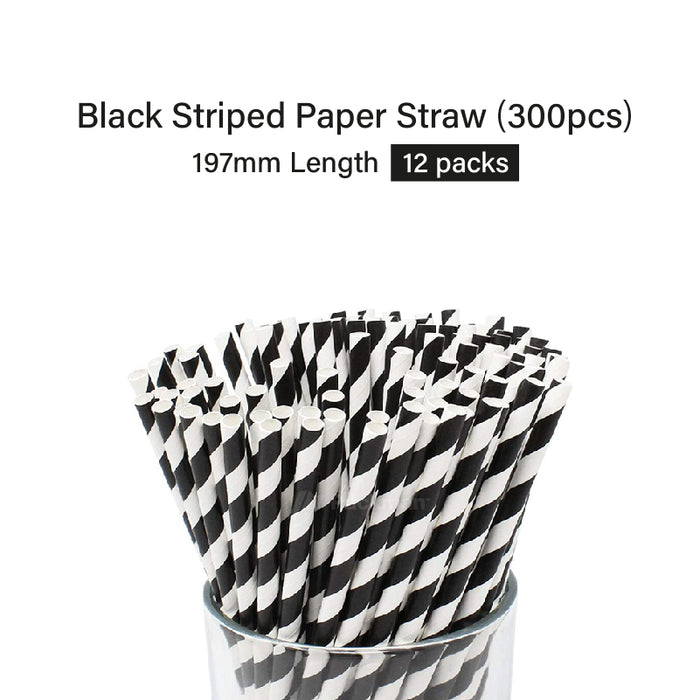 Black Stripe Paper Straw