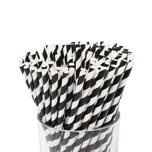 Black Stripe Paper Straw 