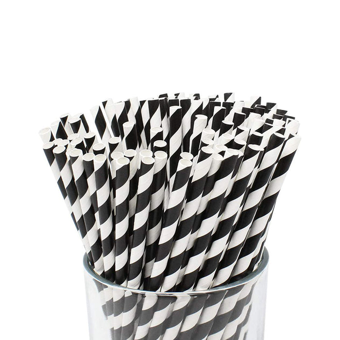 Black Stripe Paper Straw 