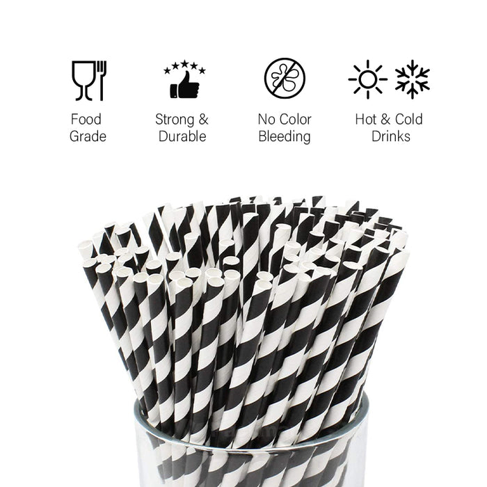 Black Stripe Paper Straw