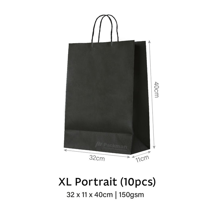 Black XL Portrait Paper Bag 
