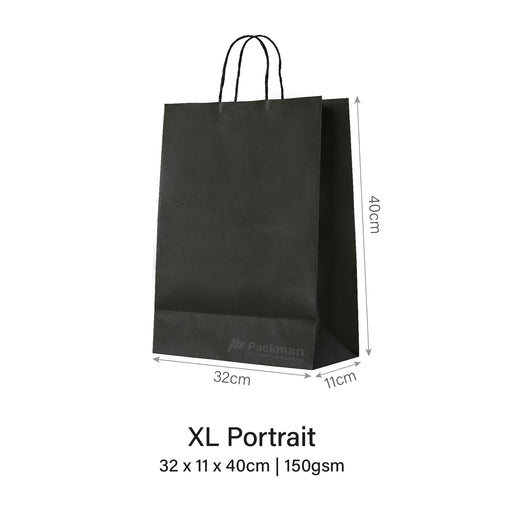 Black XL Portrait Paper Bag