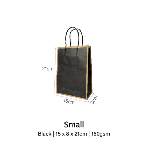 Black with Brown Border Paper Bag 