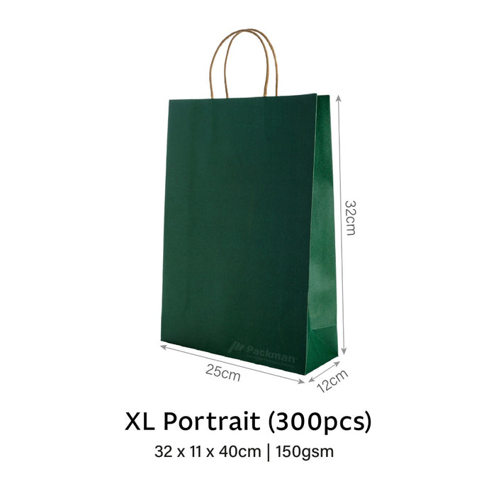 Deep Green XL Portrait Paper Bag 