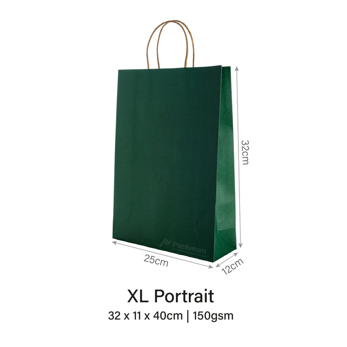 Deep Green XL Portrait Paper Bag 