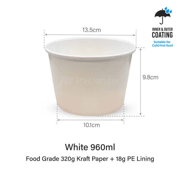 Double-Coated White Kraft Bowl
