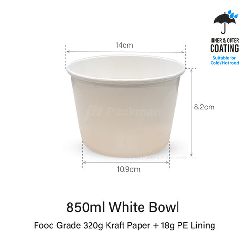 Double-Coated White Kraft Bowl