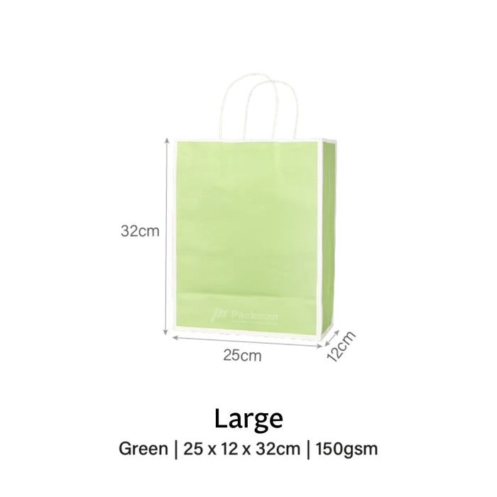 Green with White Border Paper Bag 