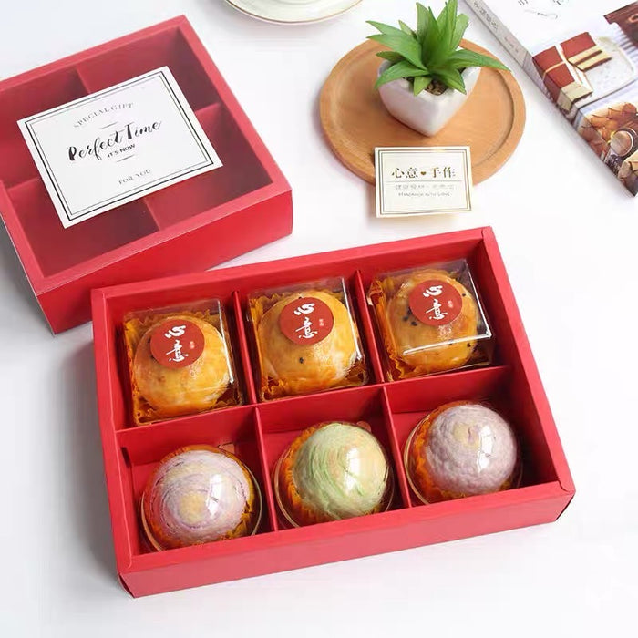 6-Slot Red Mooncake Kraft Cavity Box (10pcs)