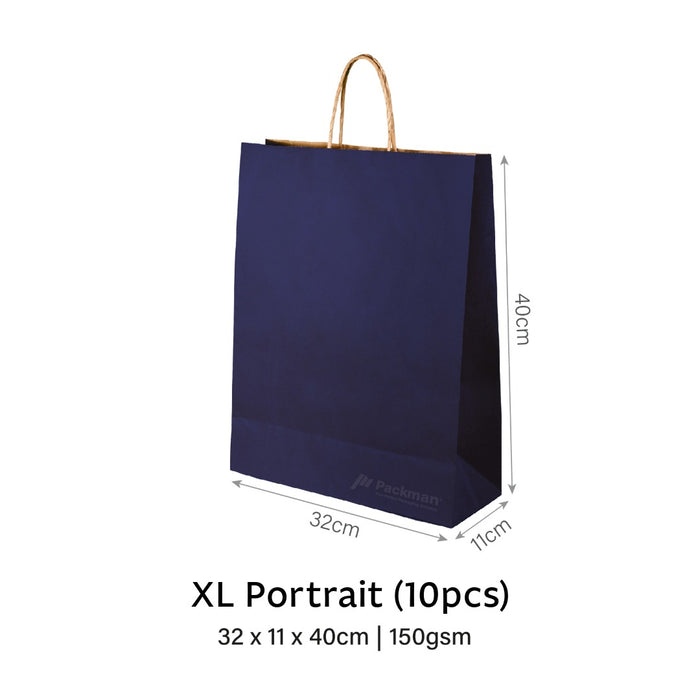 Navy XL Portrait Paper Bag