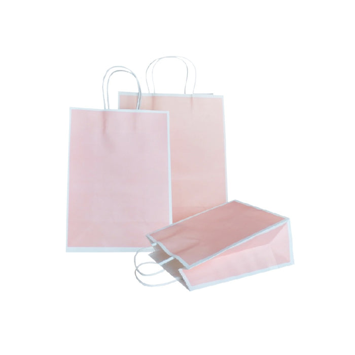 Pink with White Border Paper Bag