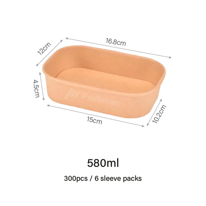 580ml Kraft Rectangular Food Tub (300pcs)
