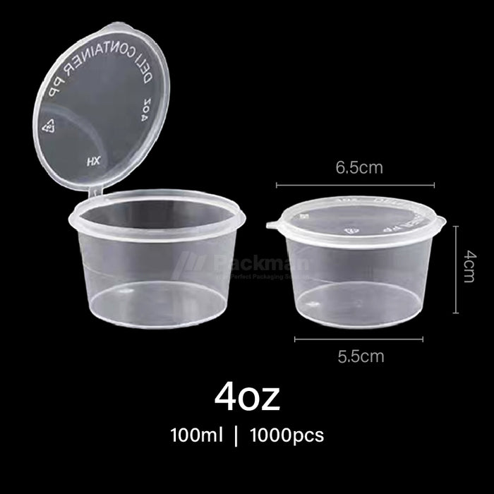 4oz Plastic Sauce Cup with Lid (1,000pcs)