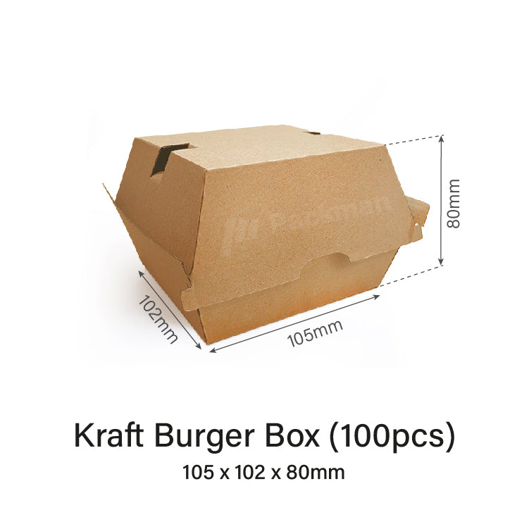 105 x 102 x 80mm Kraft Burger Box (100pcs)