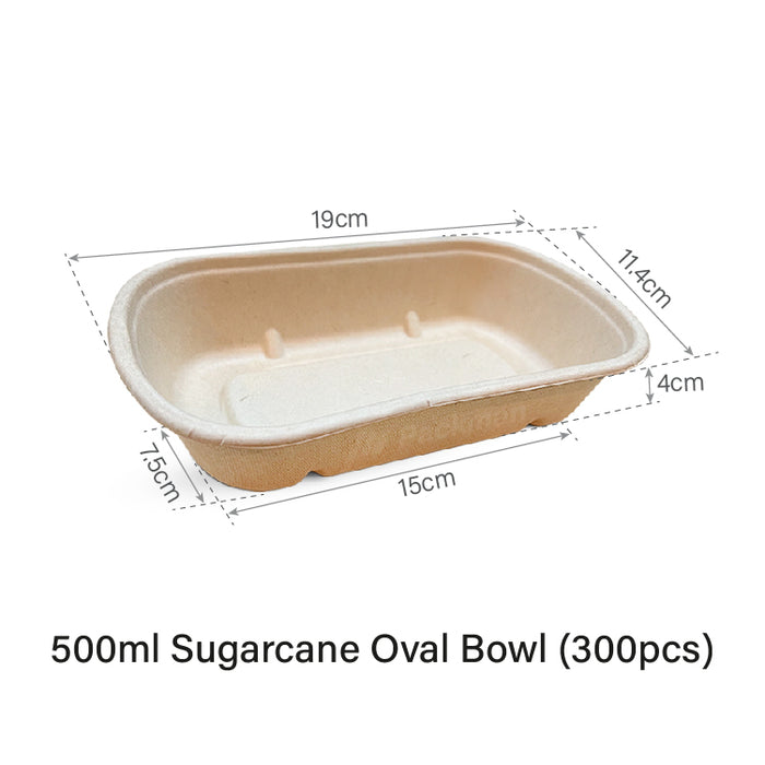 500ml Sugarcane Oval Bowl (300pcs)