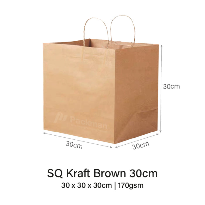 30 x 30 x 30cm Kraft Square Paper Bag (100pcs)