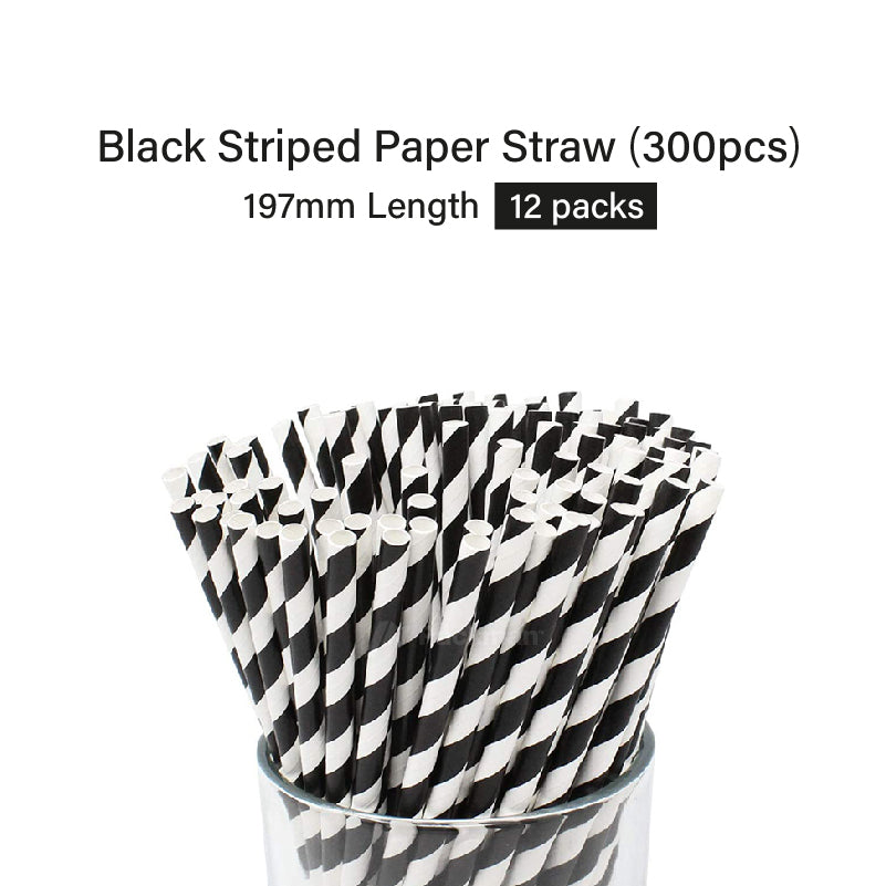 Black Stripe Paper Straw (300pcs)