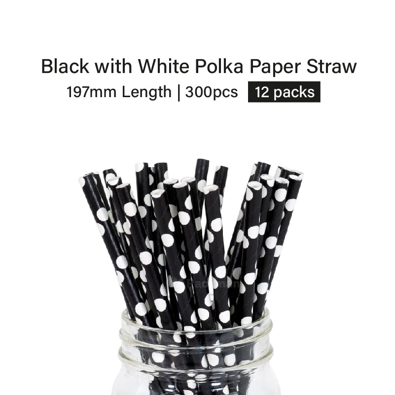 White Polka Paper Straw (300pcs)