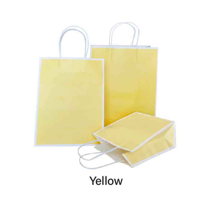 21 x 11 x 27cm  Yellow with White Border Paper Bag  (100pcs)
