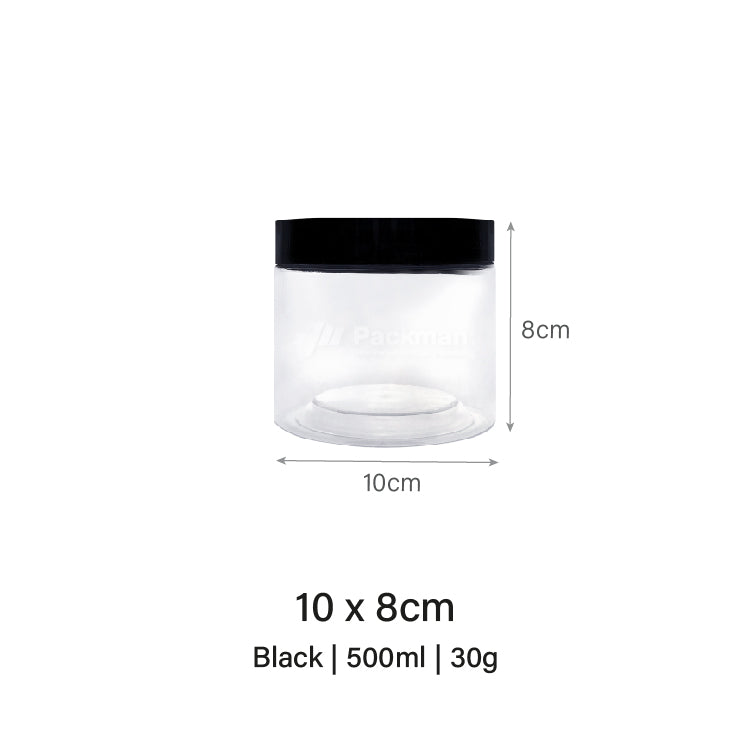 10 x 8cm Black Plastic Jar (48pcs)