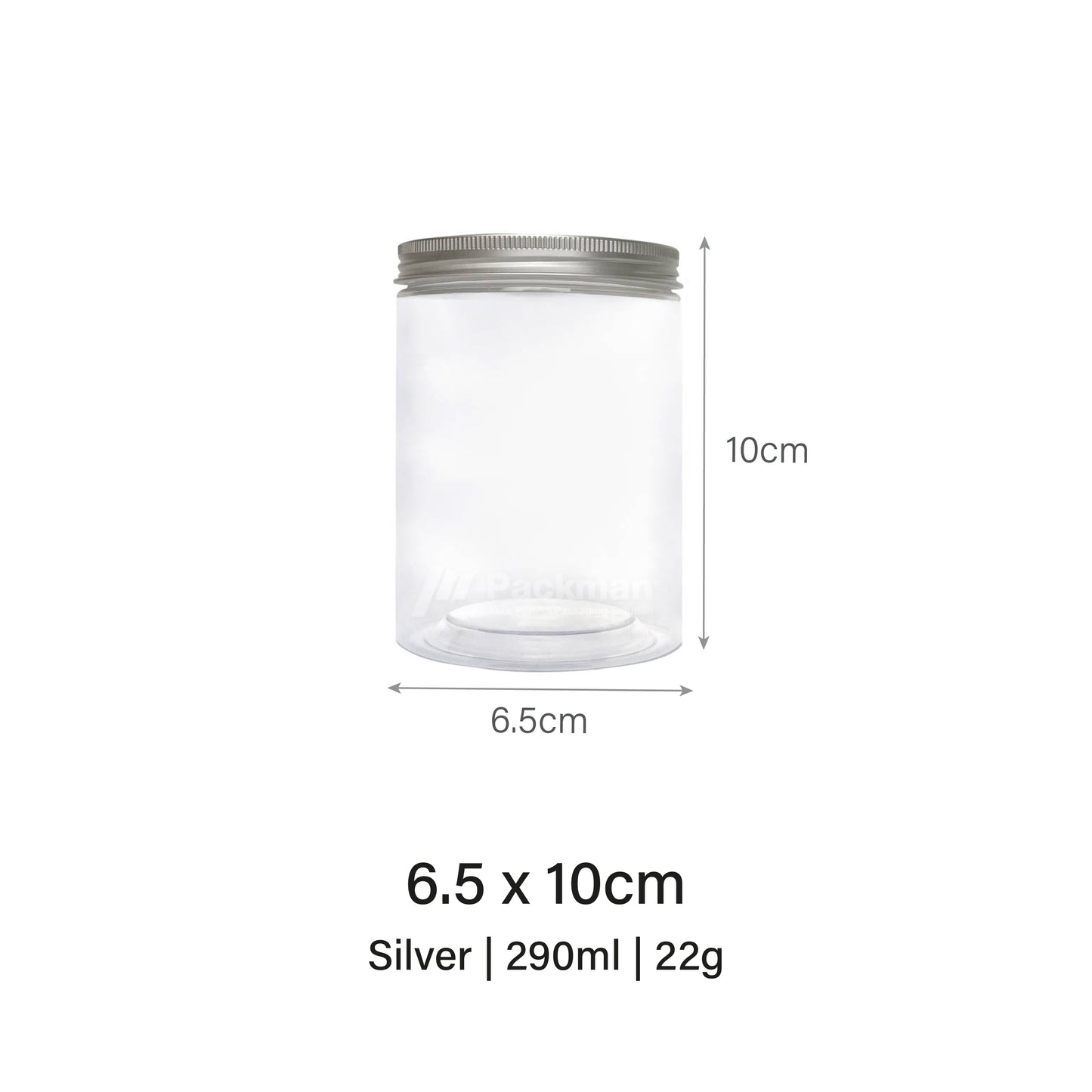 6.5 x 10cm Silver Plastic Jar (113pcs)