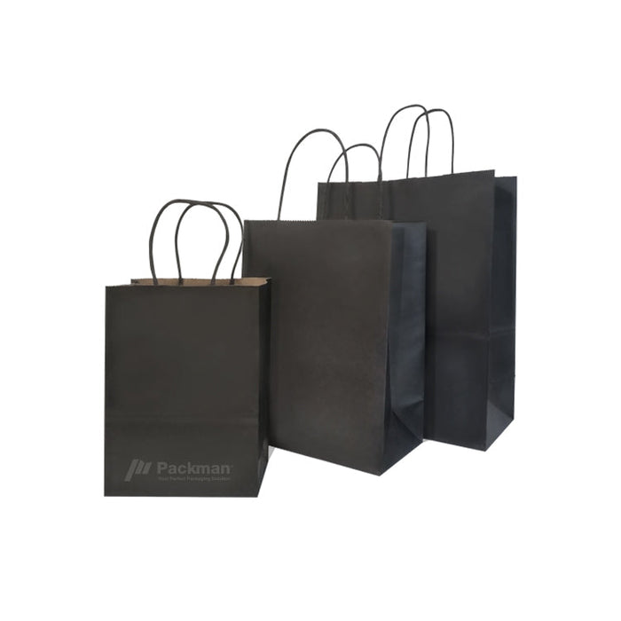 21 x 11 x 27cm Black Paper Bag (100pcs)