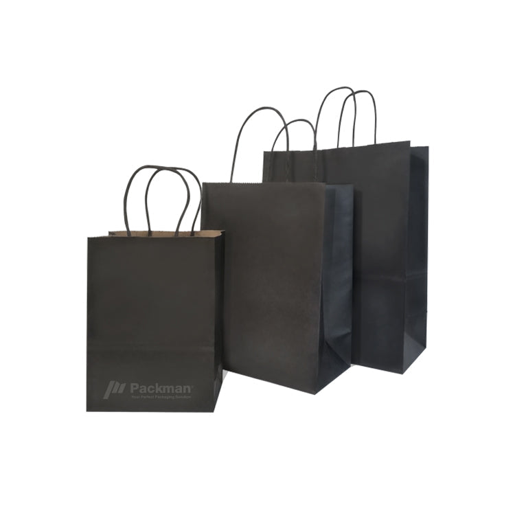 25 x 12 x 32cm Black Paper Bag (100pcs)