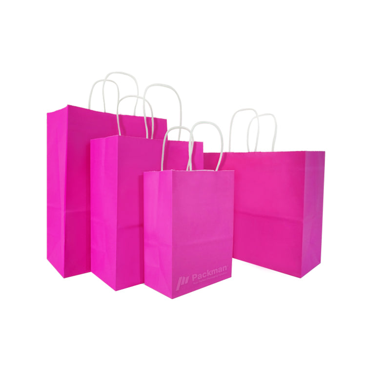 15 x 8 x 21cm Fuchsia Pink Paper Bag (100pcs)