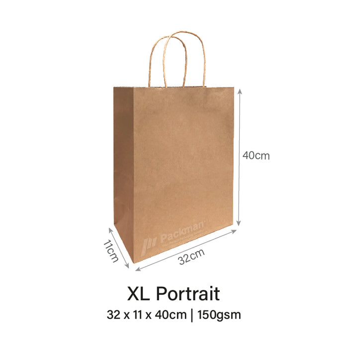 32 x 11 x 40cm XL Portrait Paper Bag (50pcs)