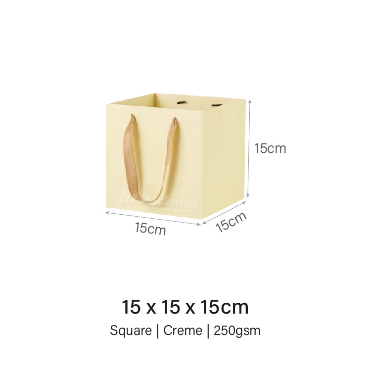 15 x 15 x 15cm Square Creme Paper Bag (100pcs)