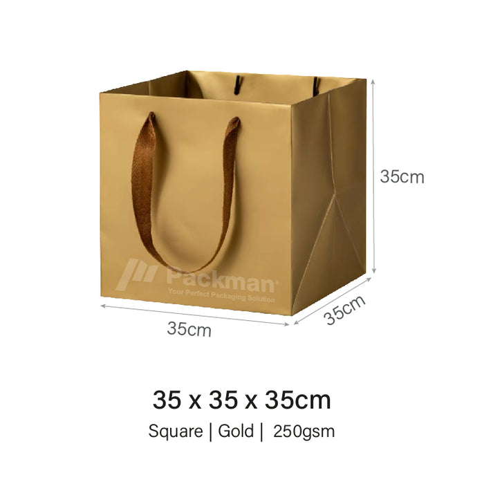 35 x 35 x 35cm Square Gold Paper Bag (100pcs)