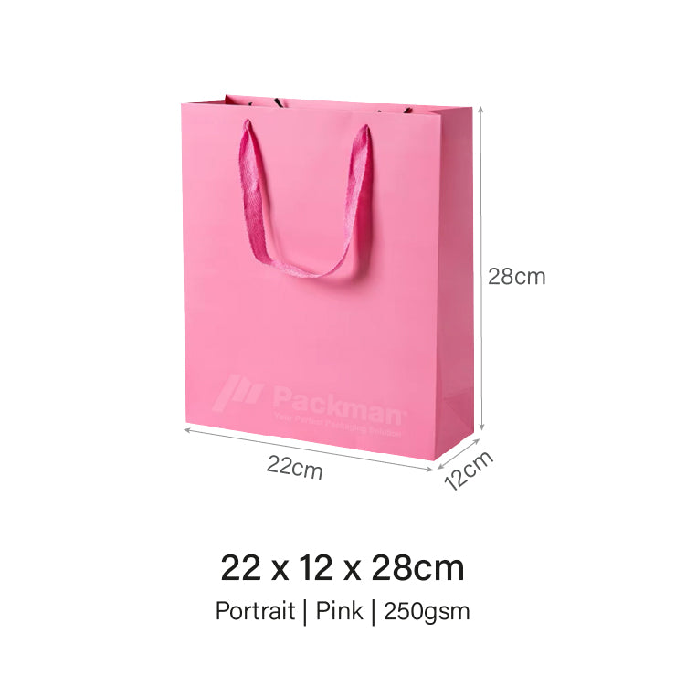 22 x 12 x 28cm Pink Paper Bag (20pcs)