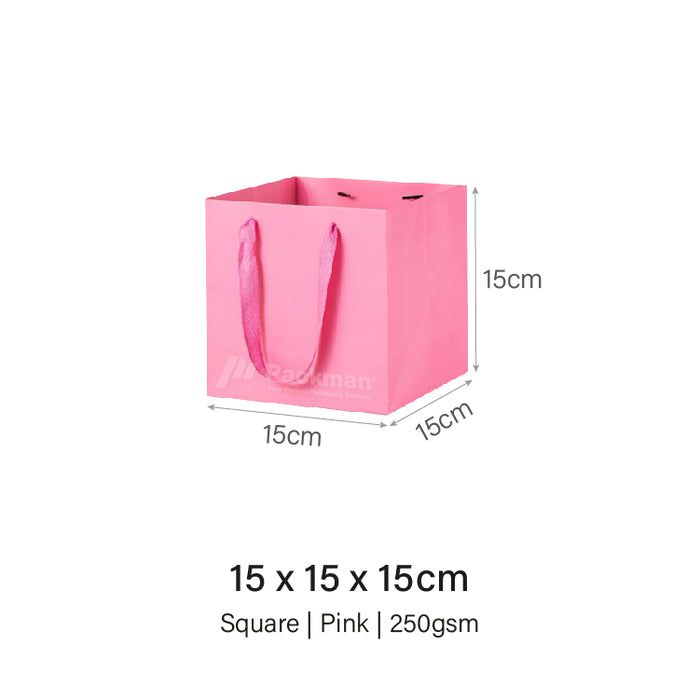 15 x 15 x 15cm Square Pink Paper Bag (100pcs)