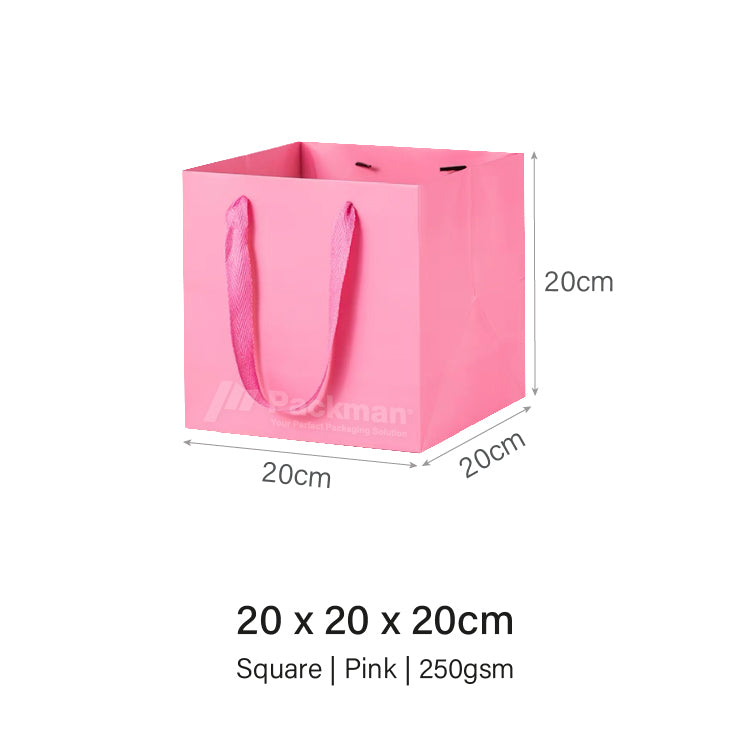 20 x 20 x 20cm Square Pink Paper Bag (100pcs) – Packman