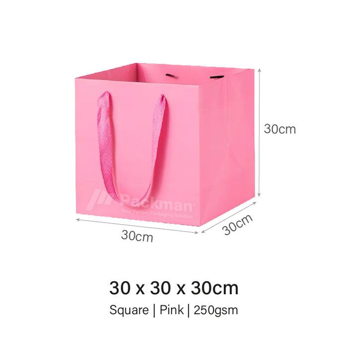30 x 30 x 30cm Square Pink Paper Bag (100pcs)