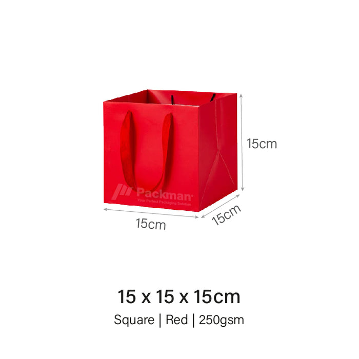 15 x 15 x 15cm Square Red Paper Bag (100pcs)