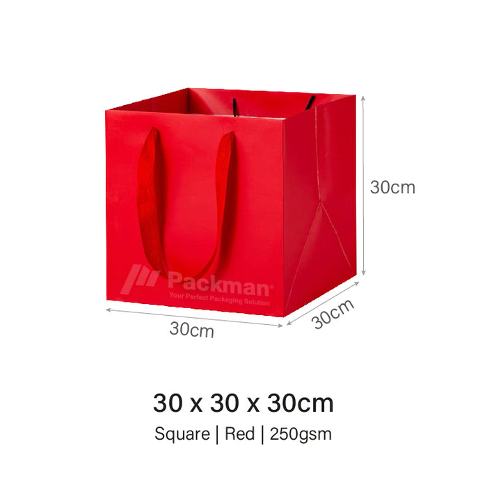 30 x 30 x 30cm Square Red Paper Bag (100pcs)