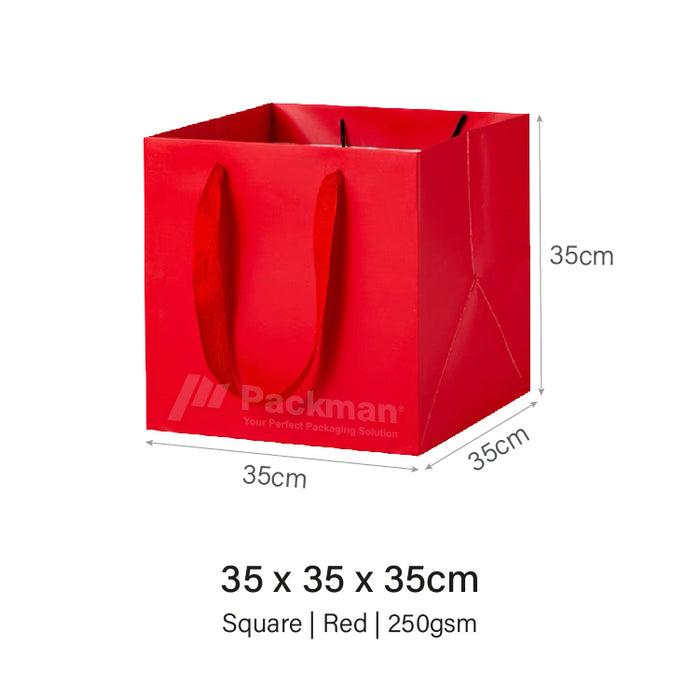 35 x 35 x 35cm Square Red Paper Bag (100pcs)