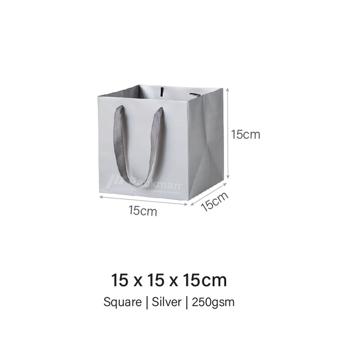 15 x 15 x 15cm Square Silver Paper Bag (100pcs)