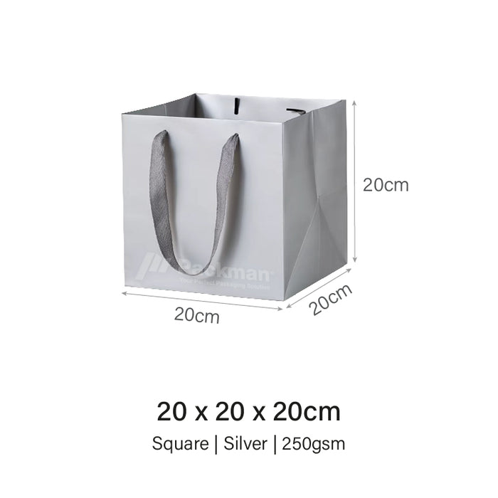 20 x 20 x 20cm Square Silver Paper Bag (100pcs)