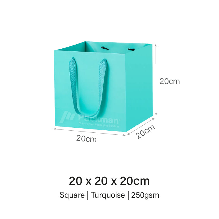 20 x 20 x 20cm Square Turquoise Paper Bag (100pcs)